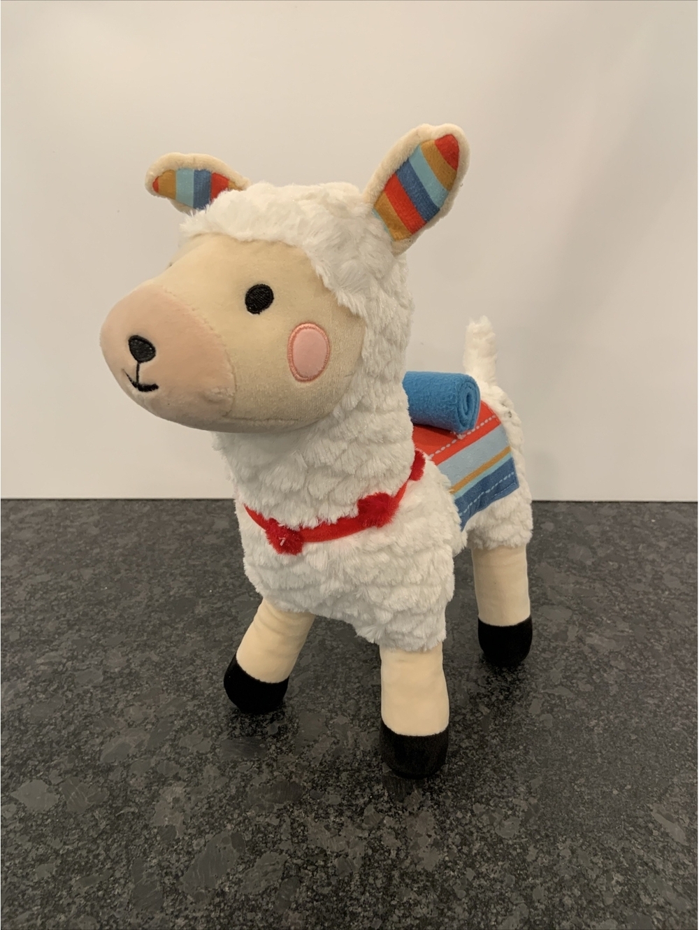 FAO Swartz Llama Alpaca 14" Plush White Toy Light Up Ringing Stuffed Animal